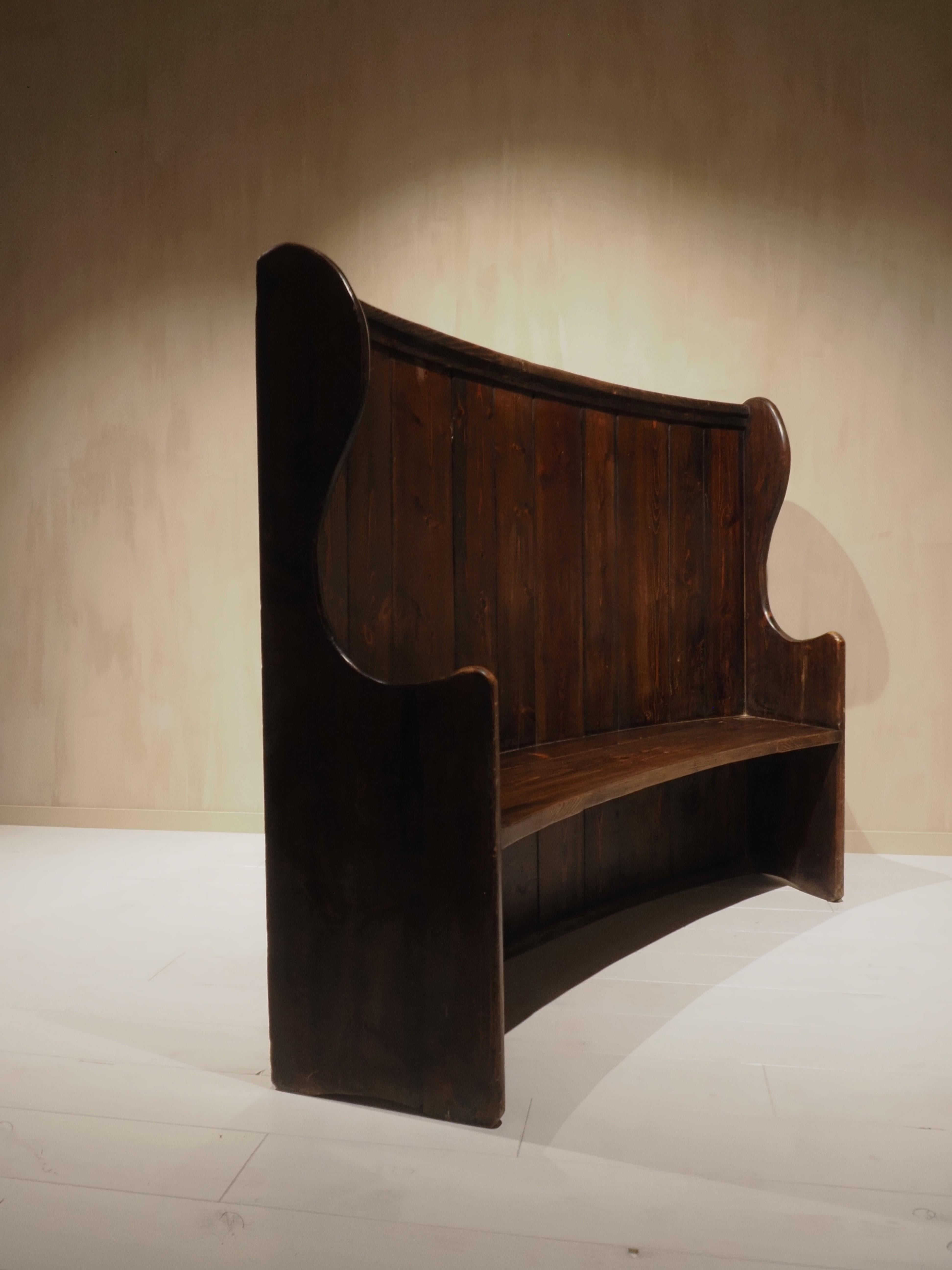 English high back curved pub settle bench 12