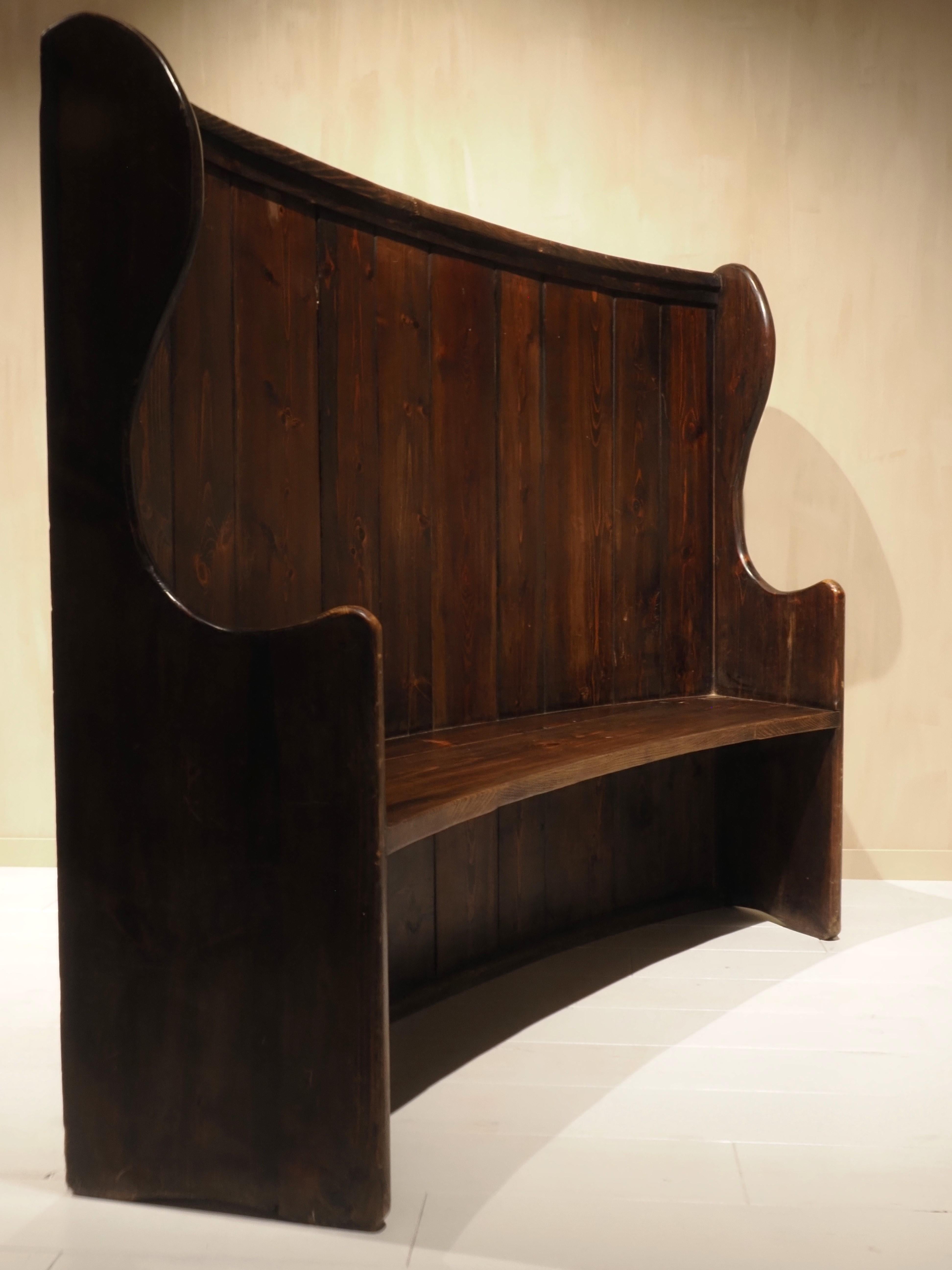 English high back curved pub settle bench 13