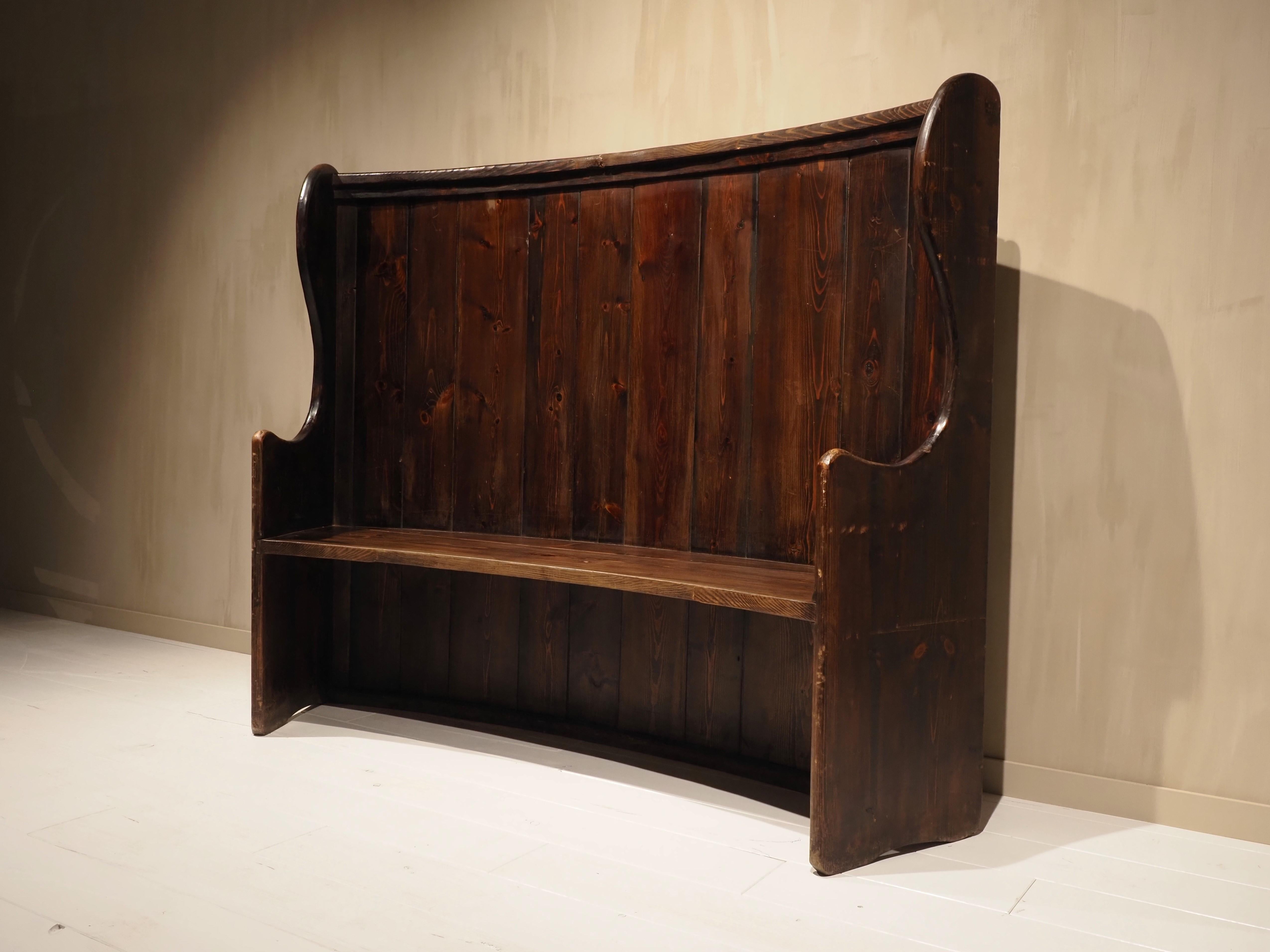 English high back curved pub settle bench 2