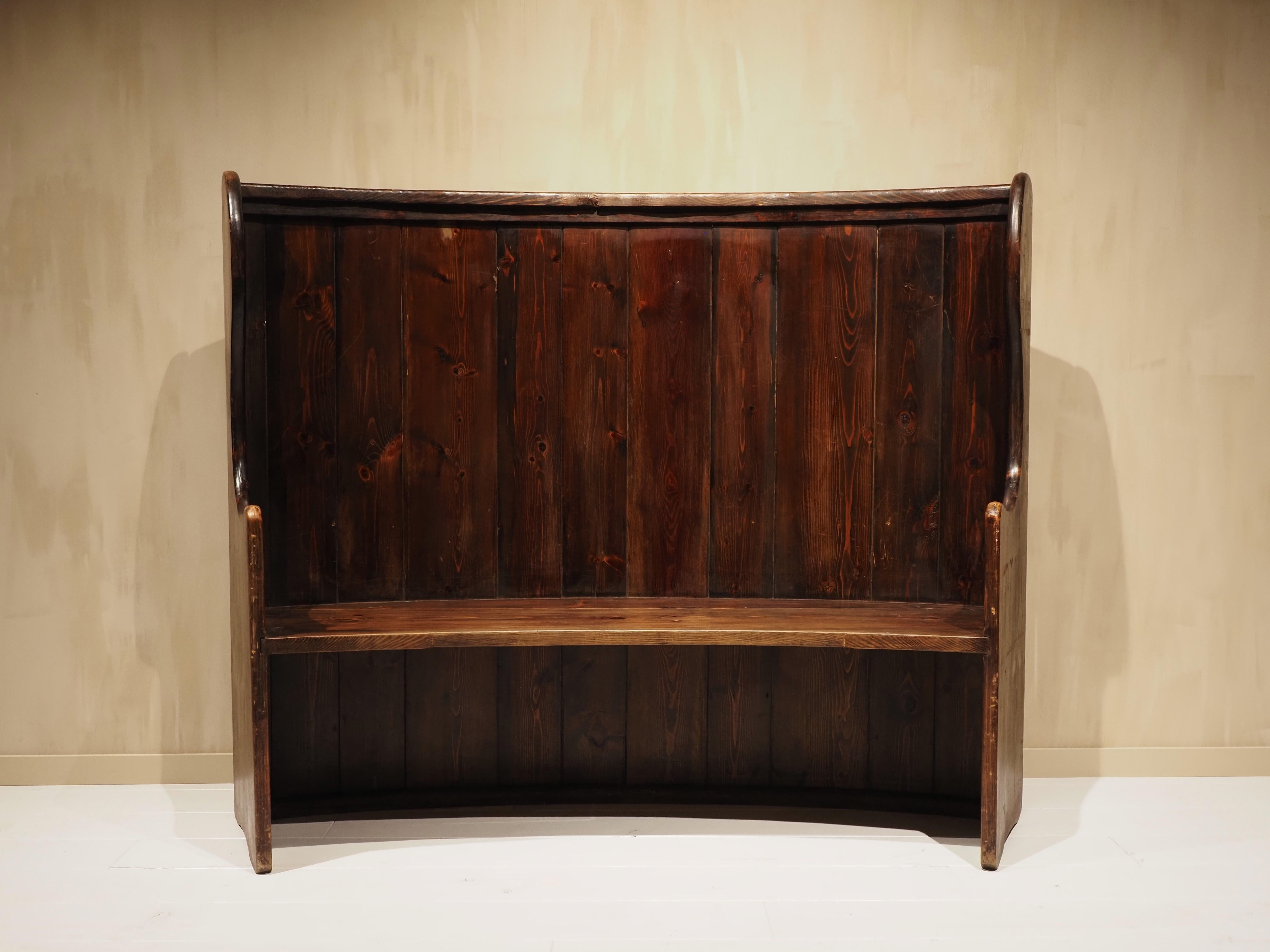 English high back curved pub settle bench 4
