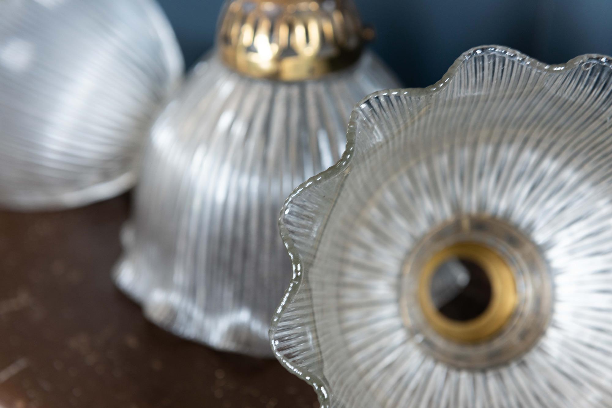 English Holophane Glass Pendant Shades, circa 1900 In Good Condition For Sale In Staffordshire, GB