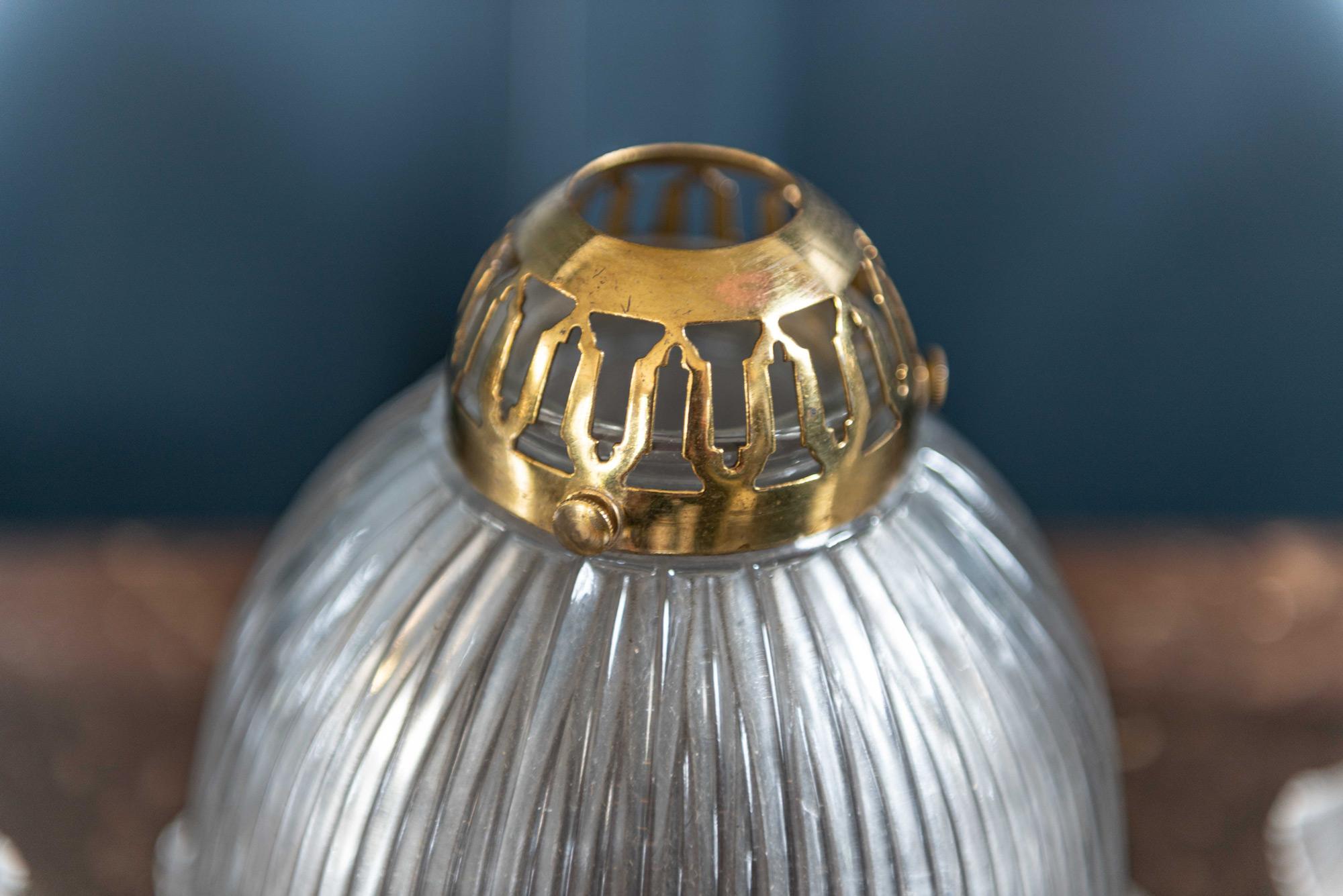 English Holophane Glass Pendant Shades, circa 1900 For Sale 1