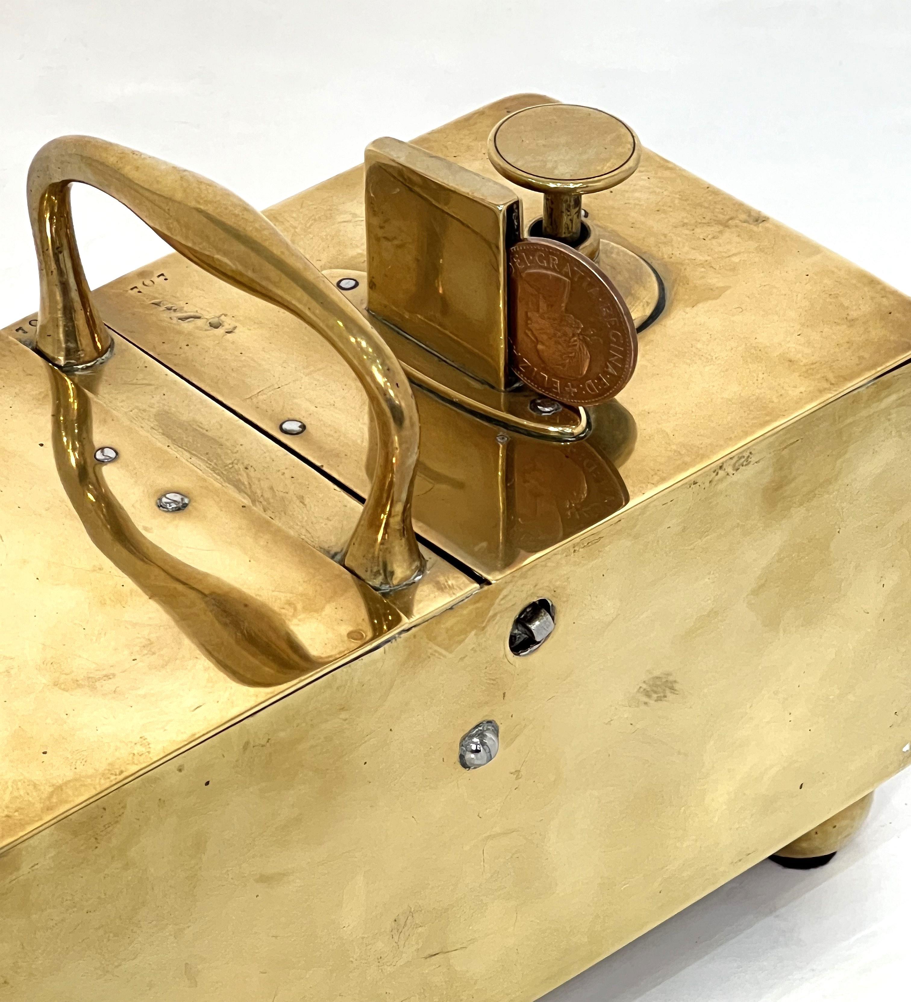 Metal English Honesty Box or Dispenser of Brass from the Georgian Era For Sale