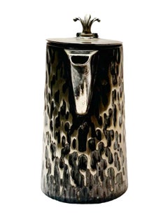 English Horn Handle And Silver Plate Pitcher