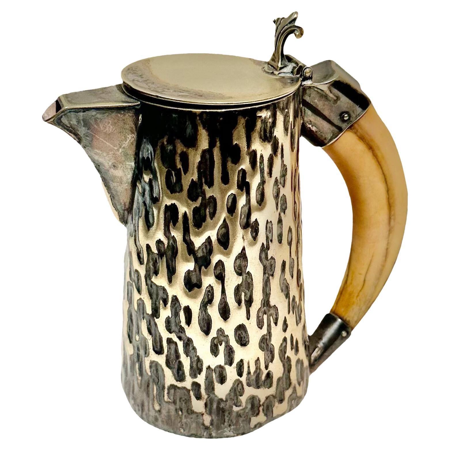 English Horn Handle And Silver Plate Pitcher For Sale