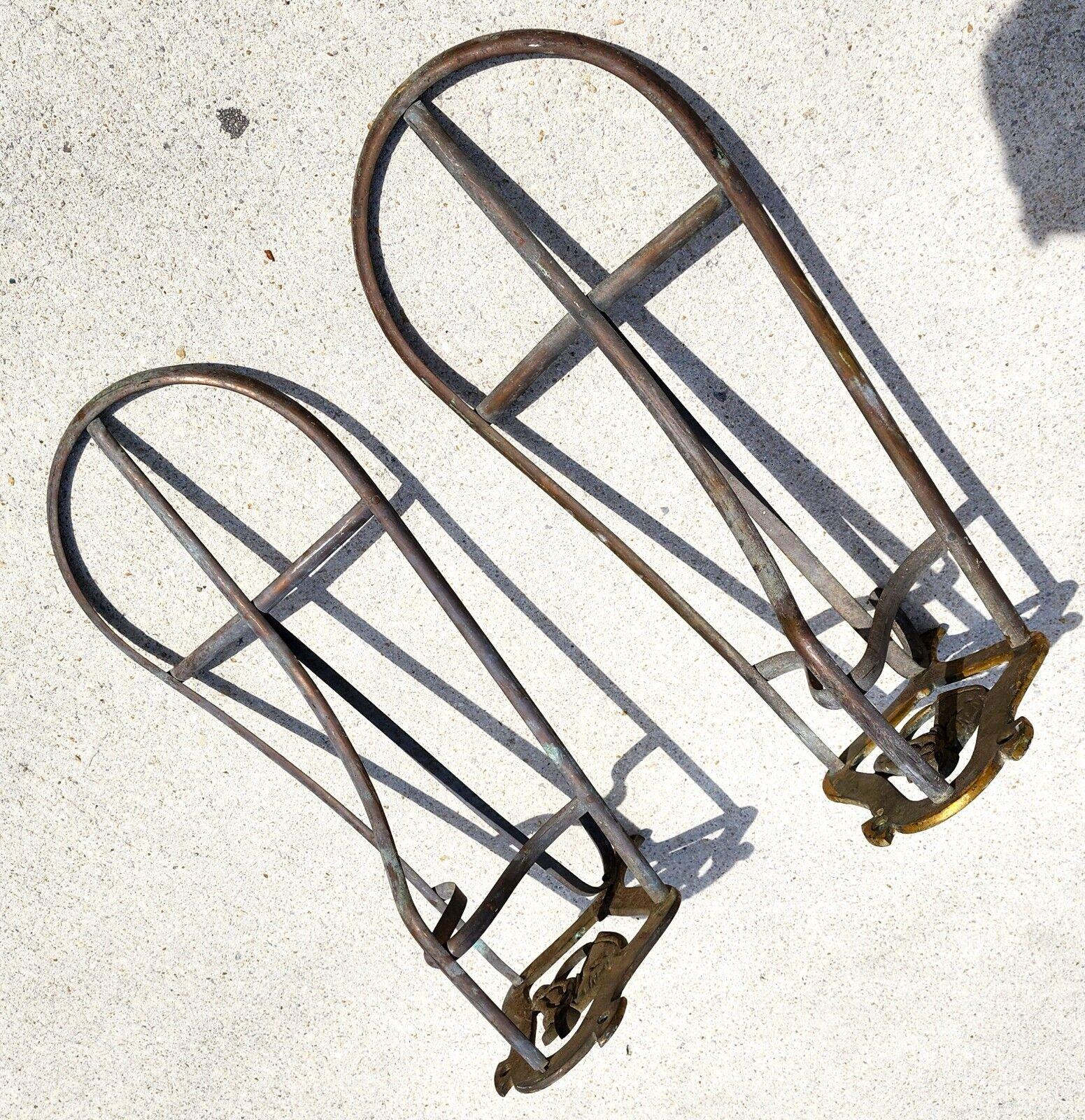 English Horse Saddle Wall Rack Solid Brass Vintage Pair For Sale 4