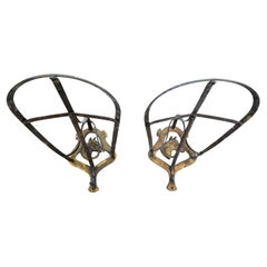 English Horse Saddle Wall Rack Solid Brass Retro Pair