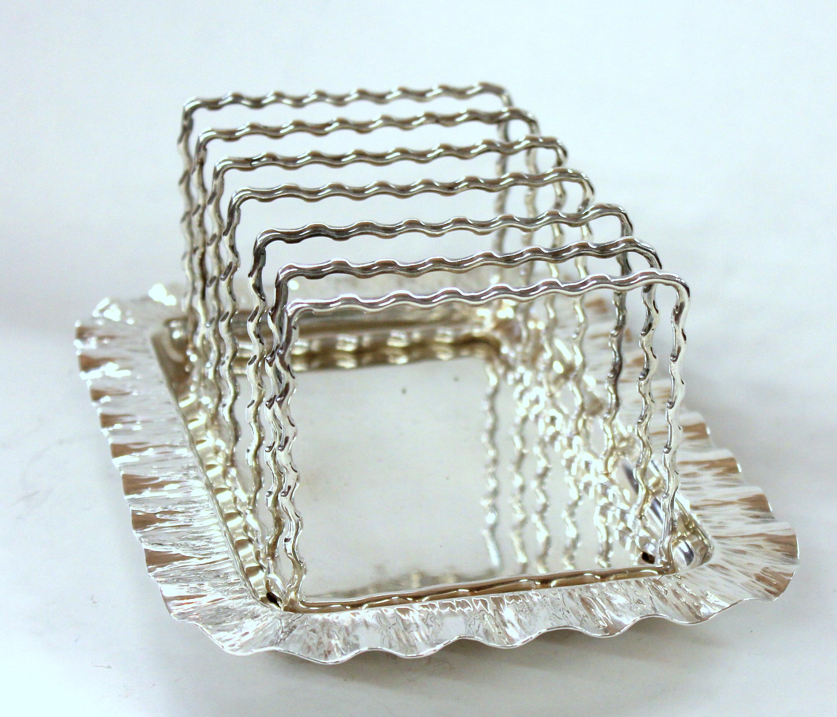 English Hukin & Heath Aesthetic Movement Silver Plate Toast or Letter Rack 4