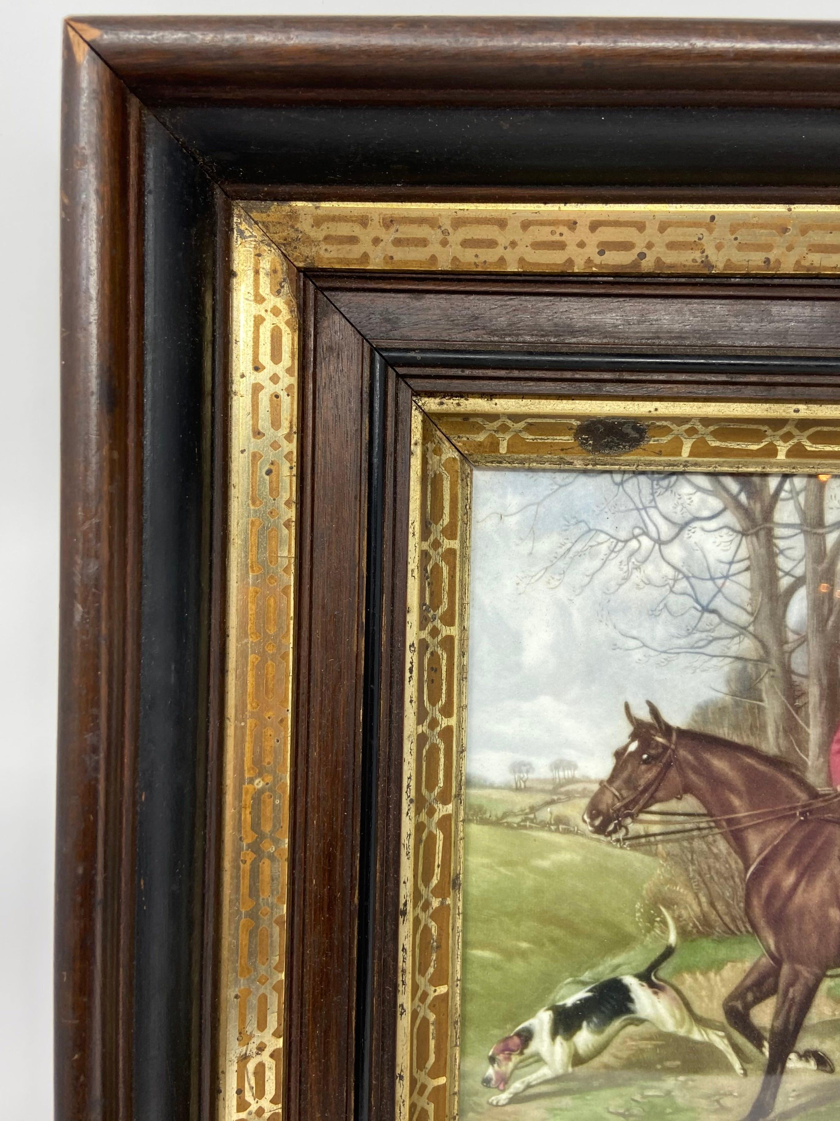 English Hunt Lithograph in Antique Frame In Good Condition In New Orleans, LA