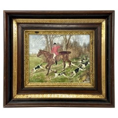 English Hunt Lithograph in Vintage Frame