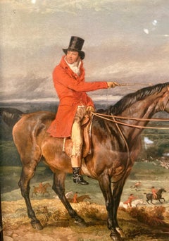 English Hunt Lithograph in Vintage Frame