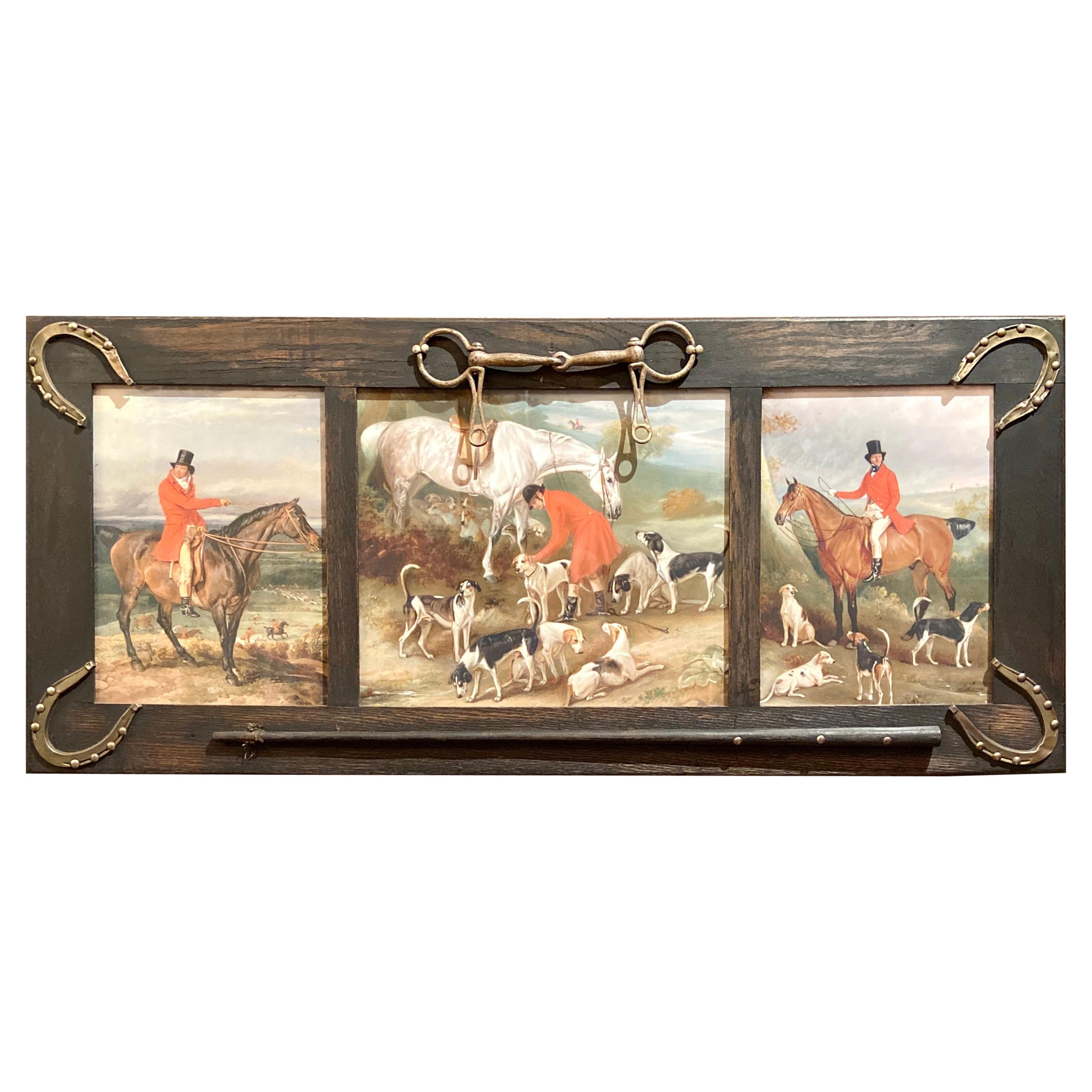 English Hunt Lithograph in Vintage Frame
