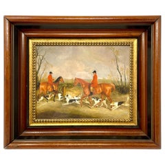 English Hunt Lithograph in Vintage Frame