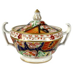 English Imari Hand-Painted Porcelain Sugar Box Circa 1825