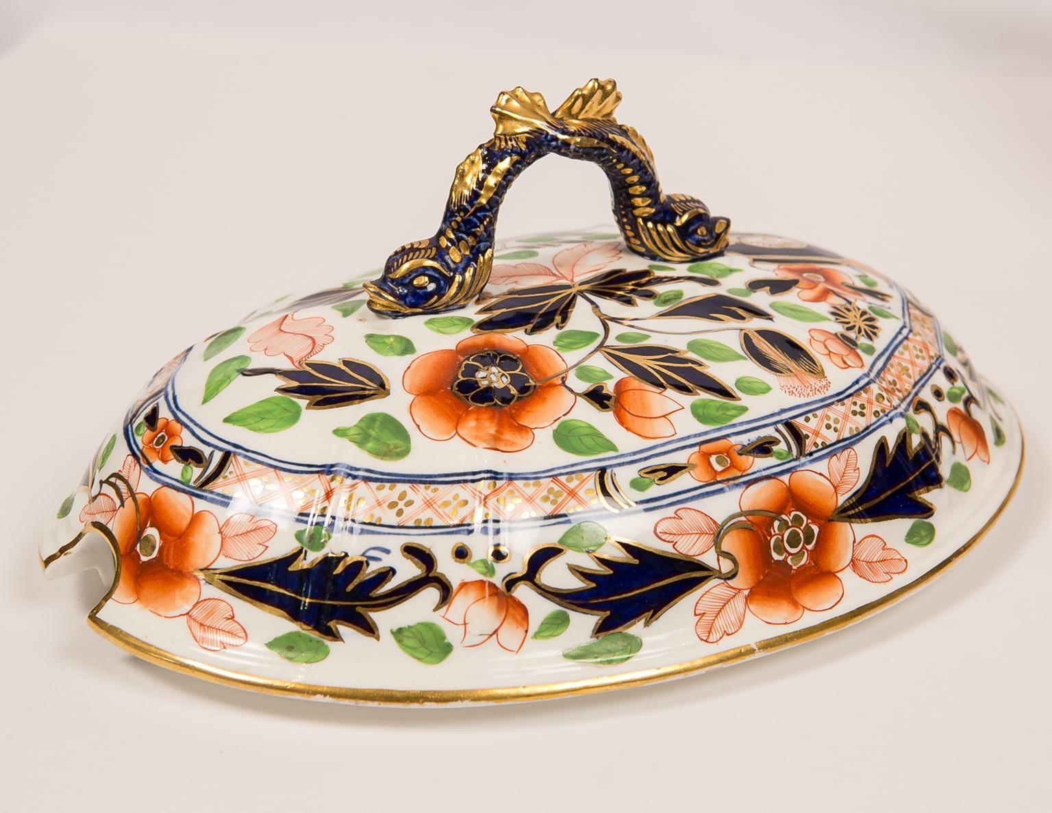 Antique English Imari Soup Tureen and Stand 3