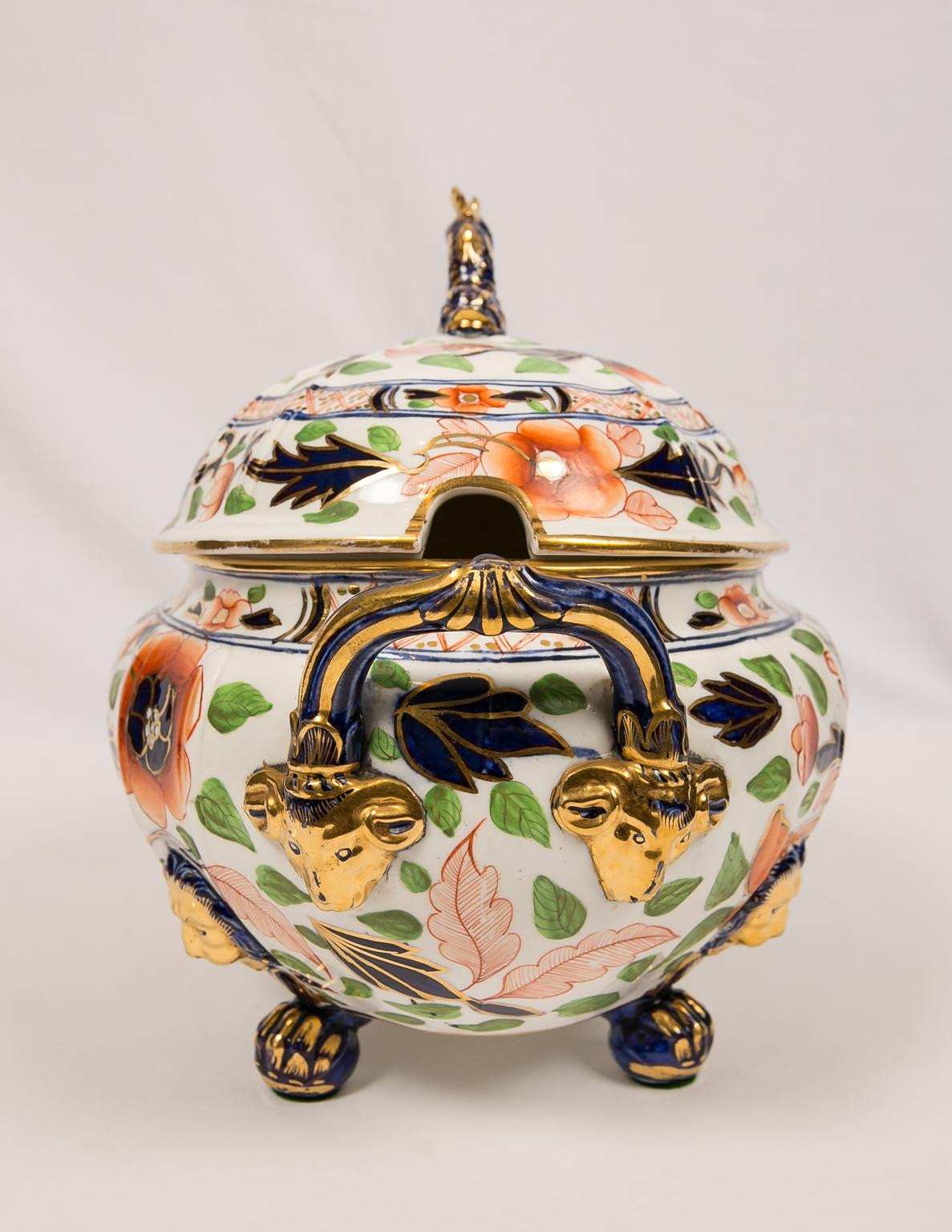 Antique English Imari Soup Tureen and Stand 1