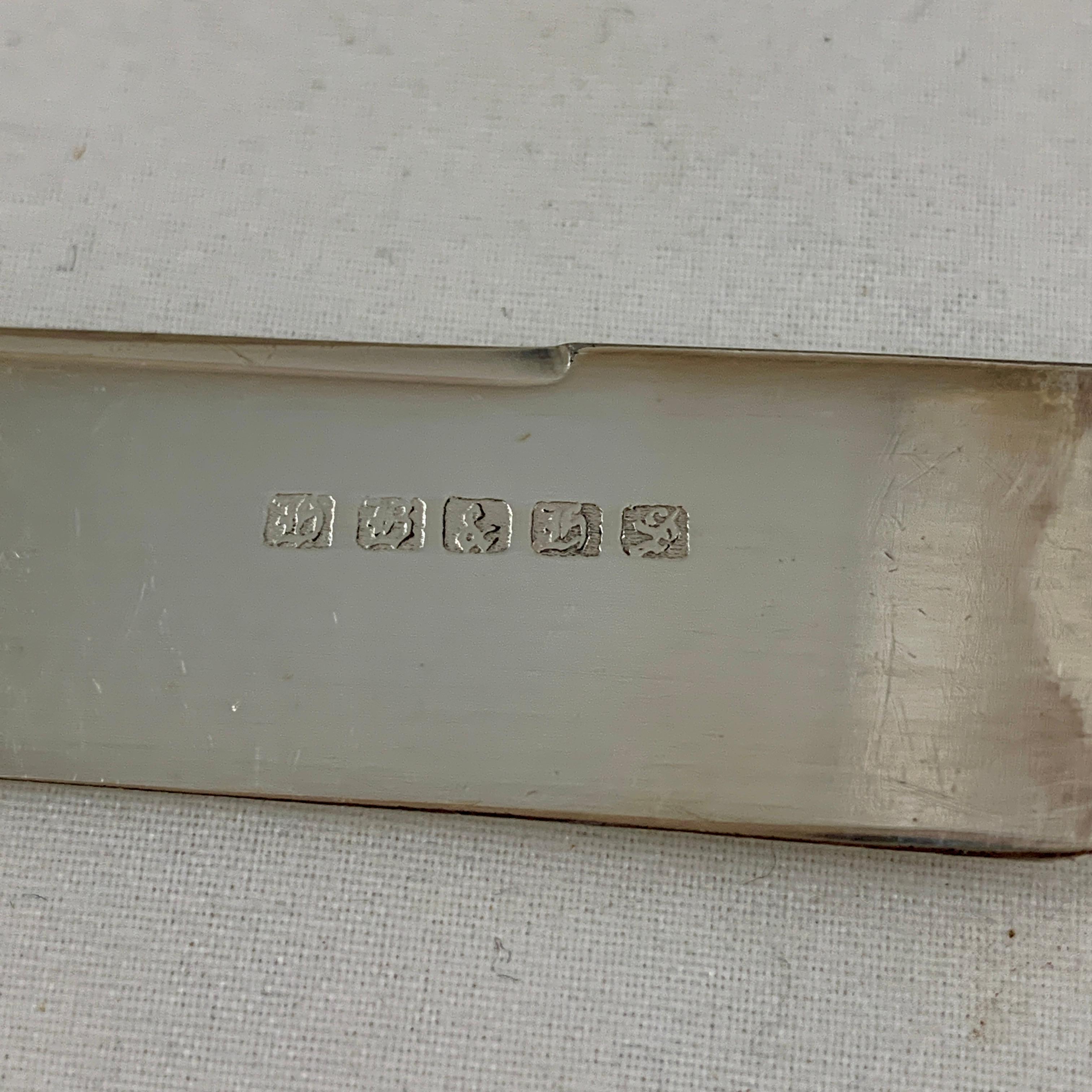 Coltelli da tavola in argento con manico in porcellana in stile Imari inglese, un set di otto pezzi in scatola in vendita 1