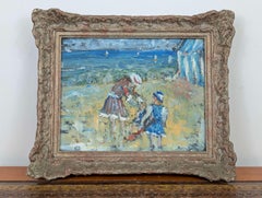 English Impressionist Coastal Seaside Scene Ölgemälde signiert