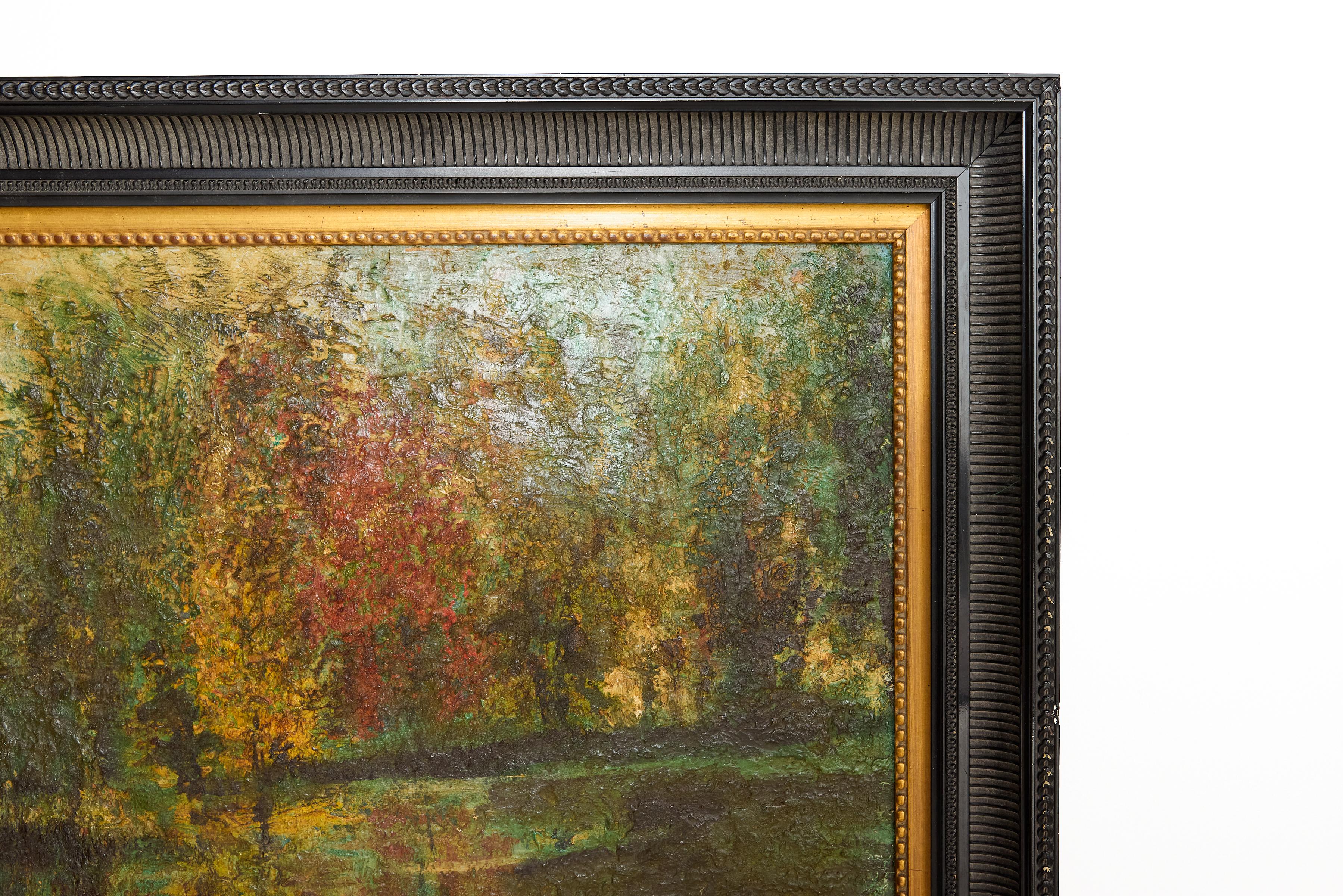 Inglese English Impressionist Paesaggio dipinto olio su tavola in vendita
