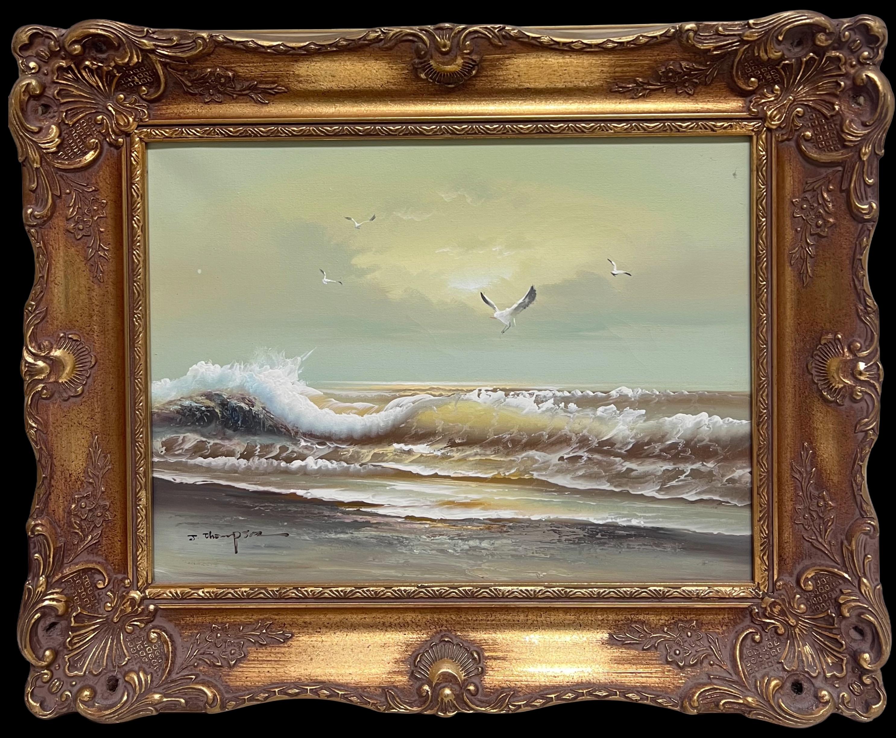 Sonnenuntergang über den Wellen
Englischer Impressionist, ca. 1970er Jahre
signiertes Öl auf Leinwand, gerahmt 
Gerahmt: 17 x 21 Zoll
Leinwand: 12 x 16 Zoll
Provenienz: Privatsammlung, Großbritannien
Condit: sehr guter Zustand

Für weitere