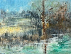 Flusslandschaft Schimmerndes Licht Gerahmtes englisches Ölgemälde auf Leinwand