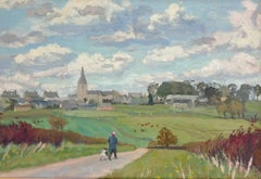 Seaton Leicestershire Rural Village Lane English Impressionist 20th century oil 