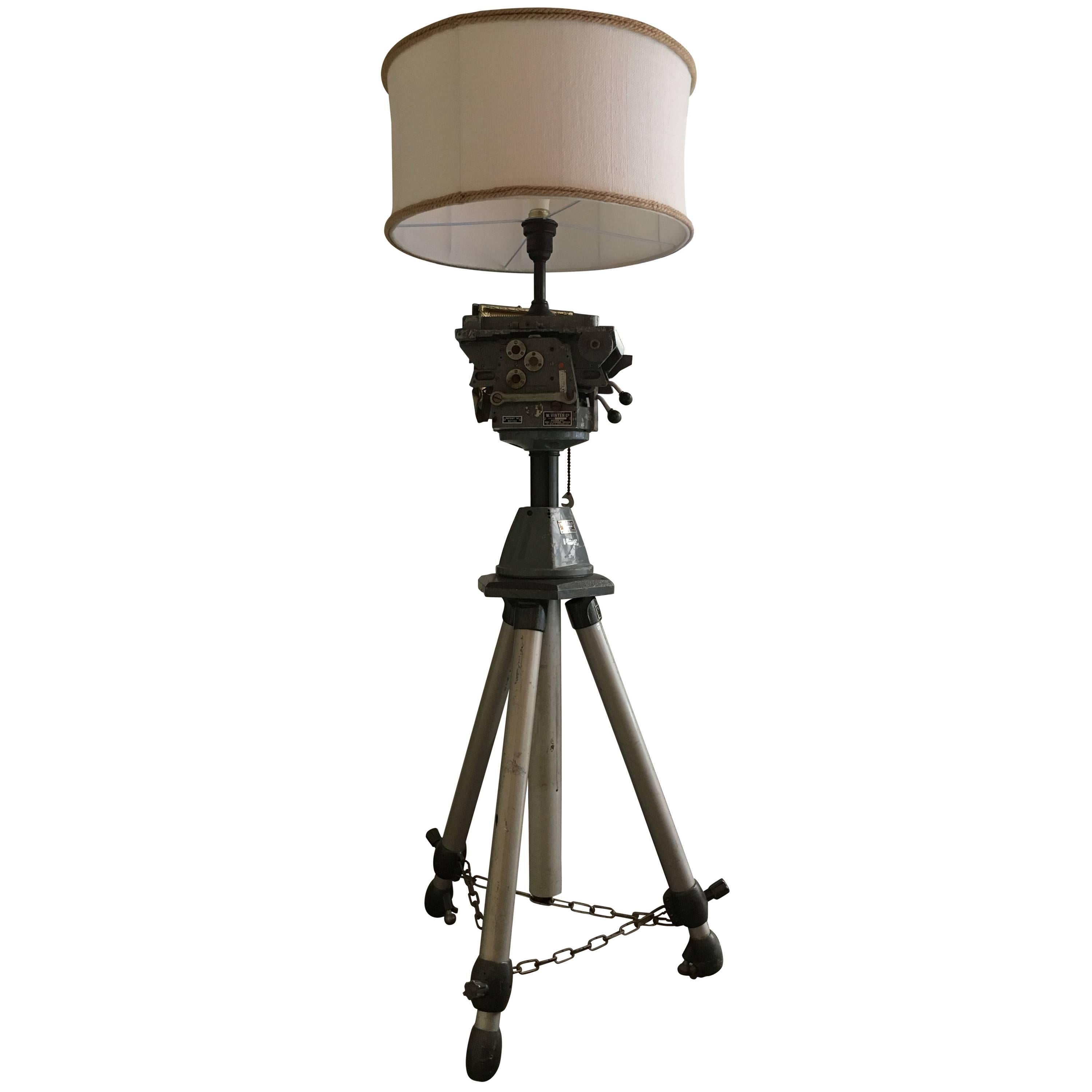 English Industrial Photographic Adjustable Tripod Floor Lamp from 1960s