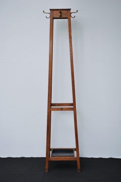 English Industrial Style Solid Oak Coat Stand by Astrola