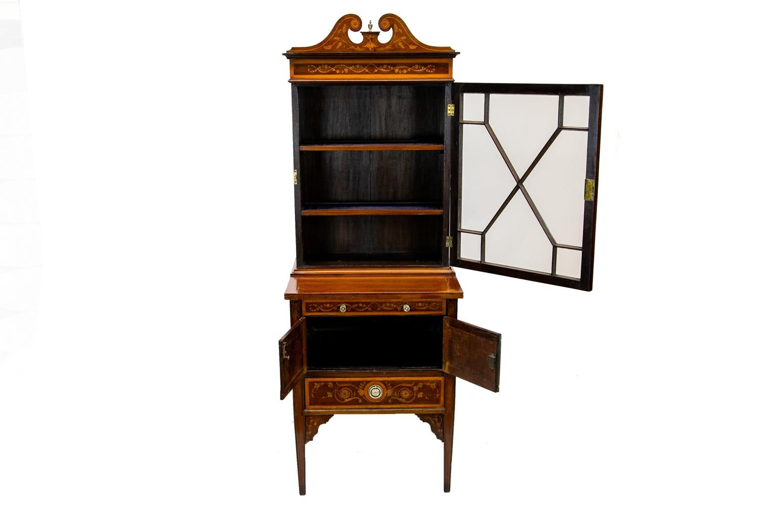 English Inlaid Bookcase For Sale 4