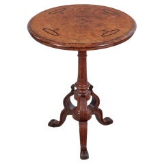 English Inlaid Burl Walnut Circular Occasional/Side Table