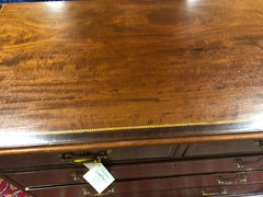 English Chippendale Chest with Inlay, Banded Top, Columns, and Brass Handles