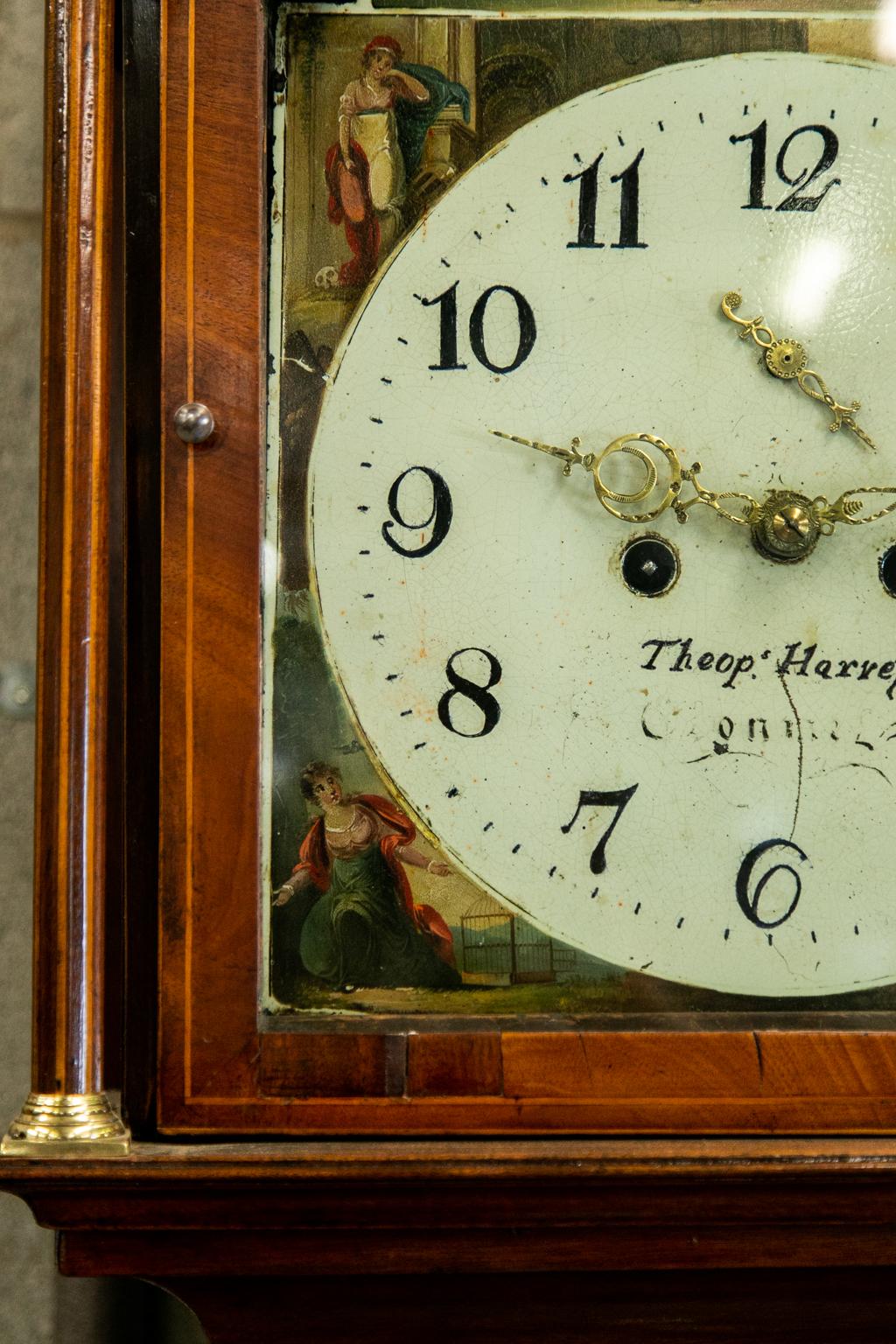 Ebony English Inlaid Grandfather Clock For Sale
