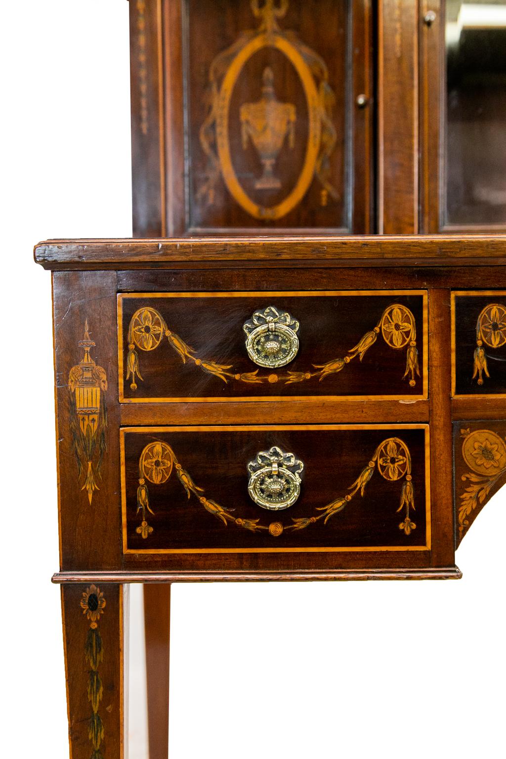 Beveled English Inlaid Ladies Desk For Sale