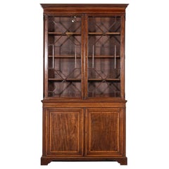 English Inlaid Mahogany Glazed Bookcase