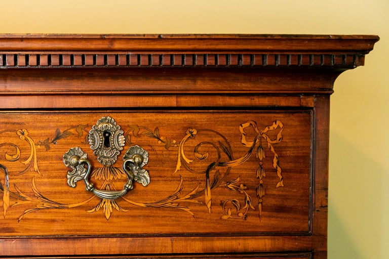 English Inlaid Mahogany Highboy at 1stDibs