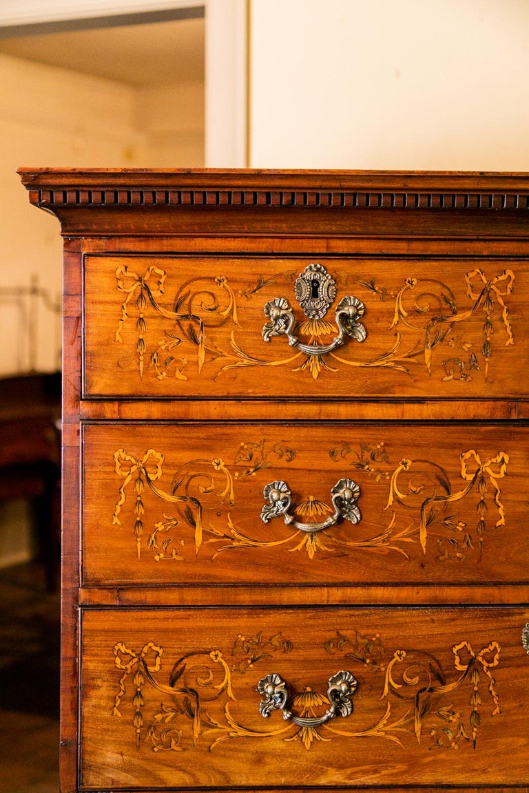English Inlaid Mahogany Highboy at 1stDibs