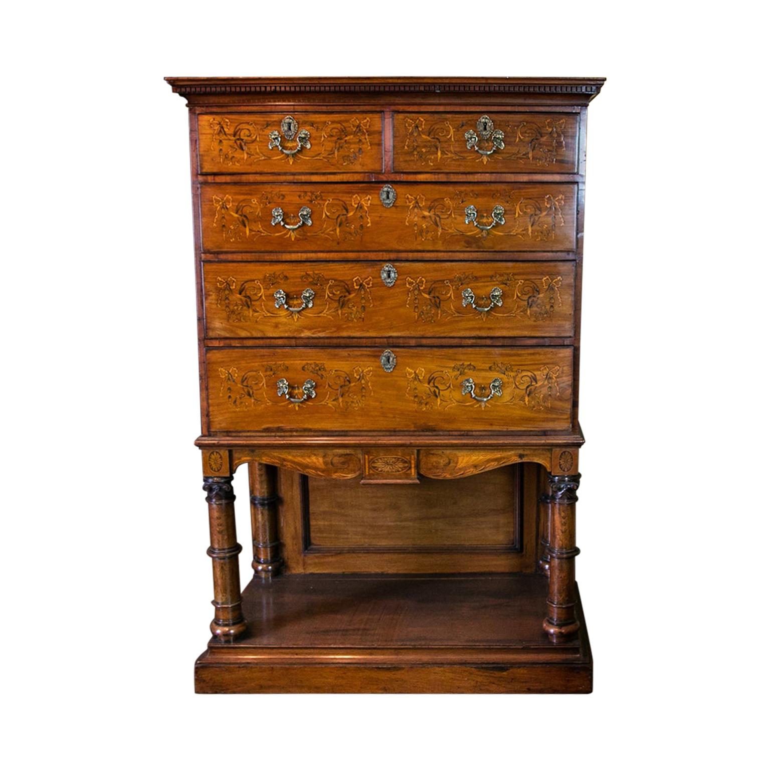 English Inlaid Mahogany Highboy at 1stDibs