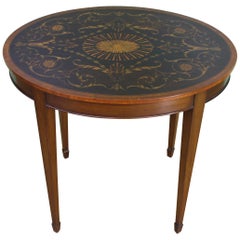 Antique English Inlaid Mahogany Oval Occasional Table