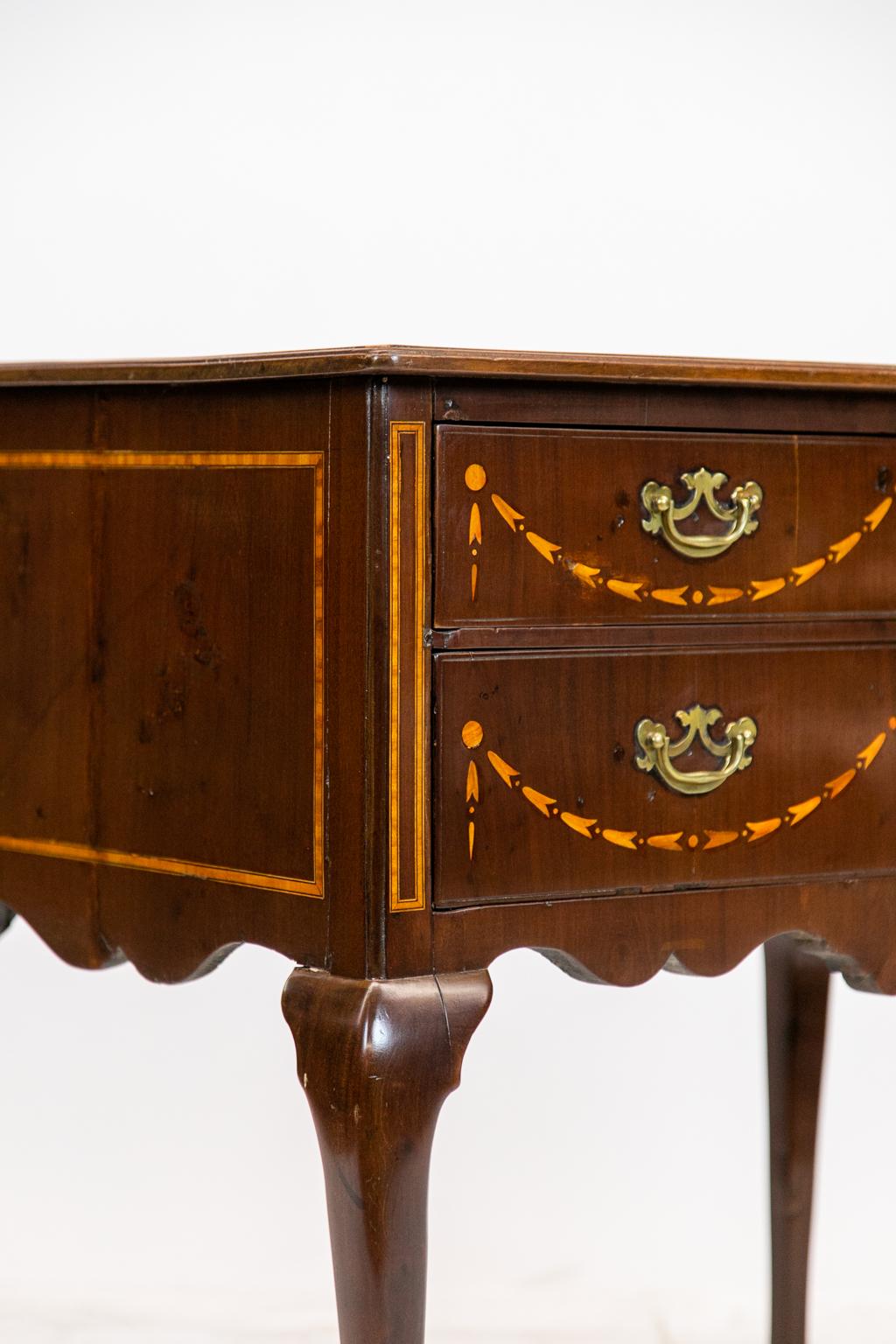 English Inlaid Mahogany Queen Anne Lowboy For Sale 1