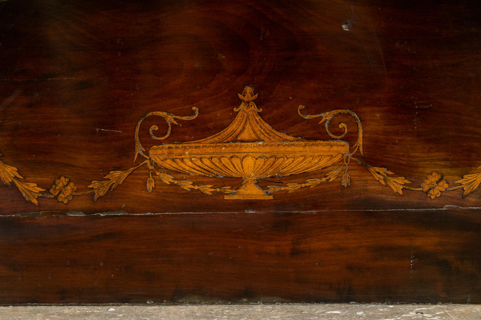 Inlay English Inlaid Marble-Top Serving Table For Sale