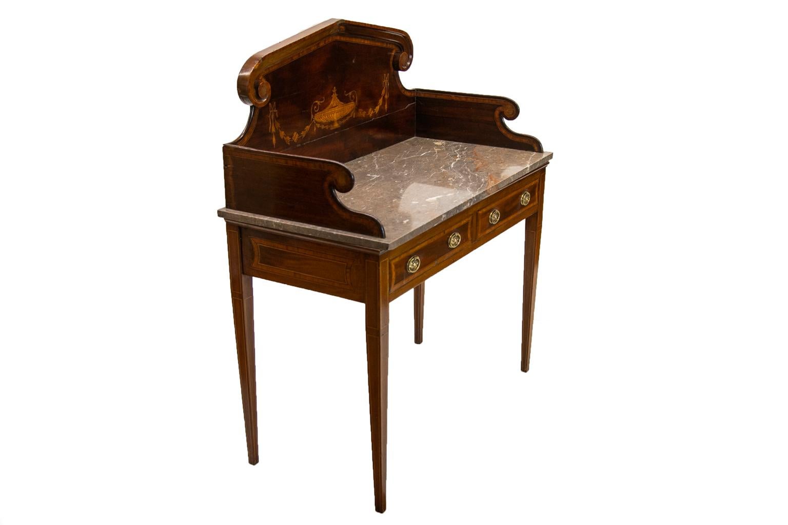 English Inlaid Marble-Top Serving Table For Sale 2