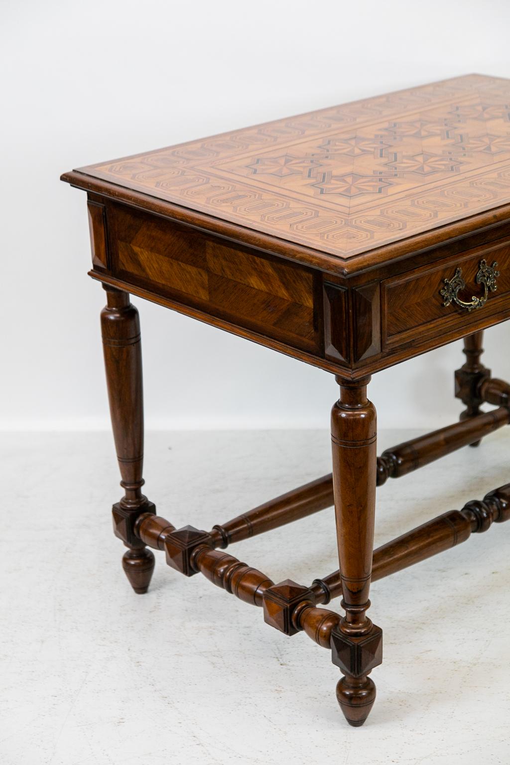 English Inlaid One-Drawer Side Table 8