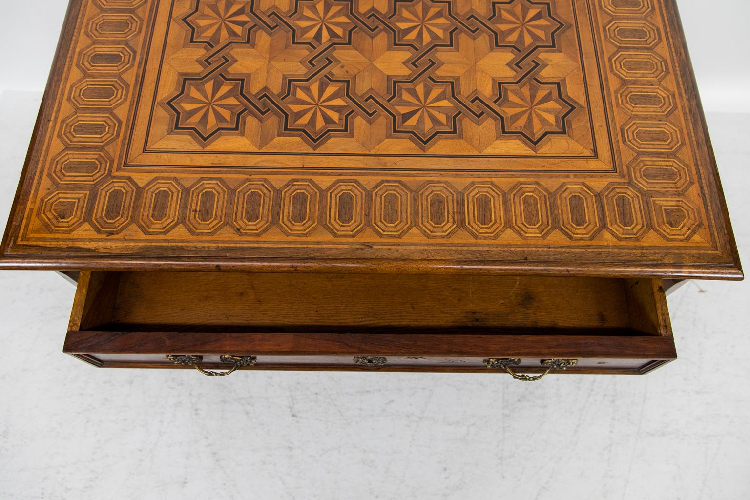 Boxwood English Inlaid One-Drawer Side Table