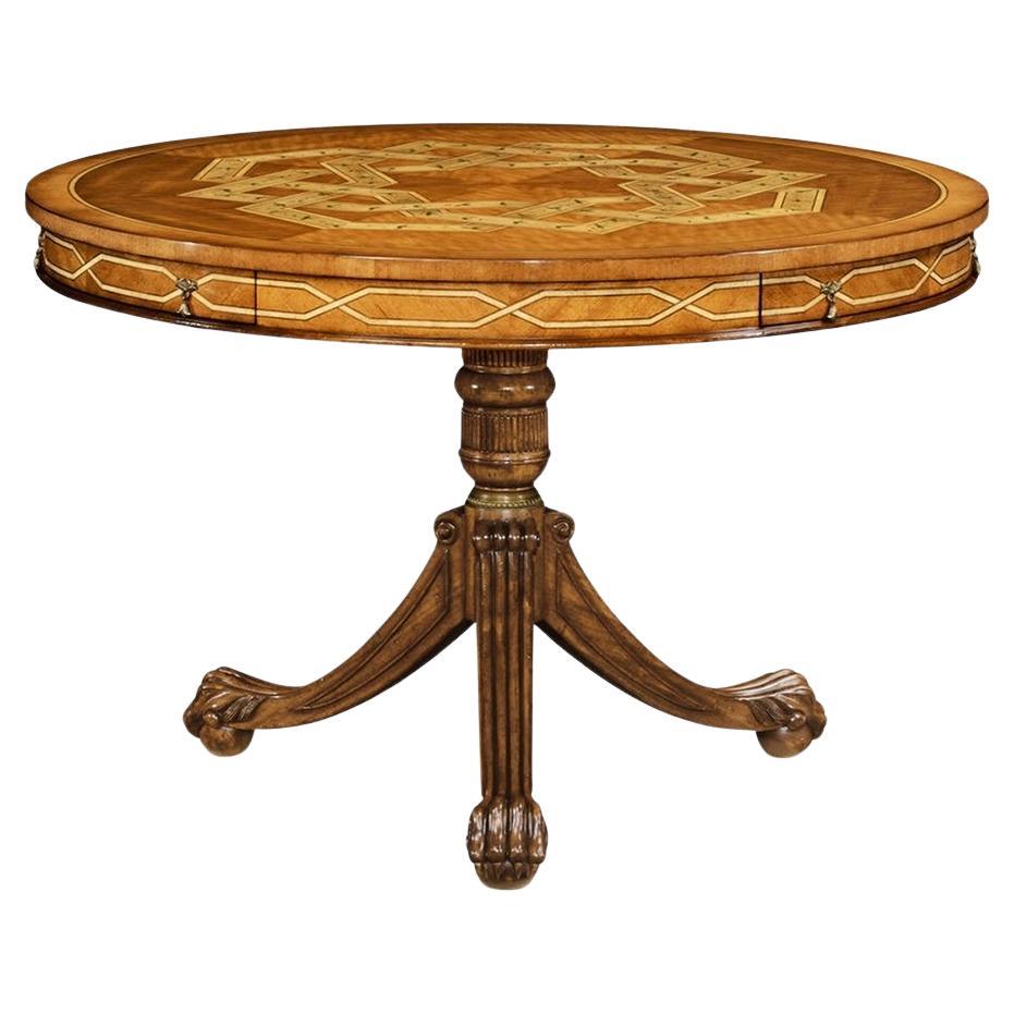 English Inlaid Pedestal Center Table