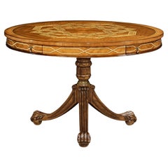 English Inlaid Pedestal Center Table