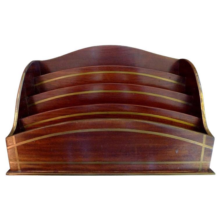 Englischer Schreibtischhalter aus Palisanderholz mit Intarsien und vier separaten Fächern
