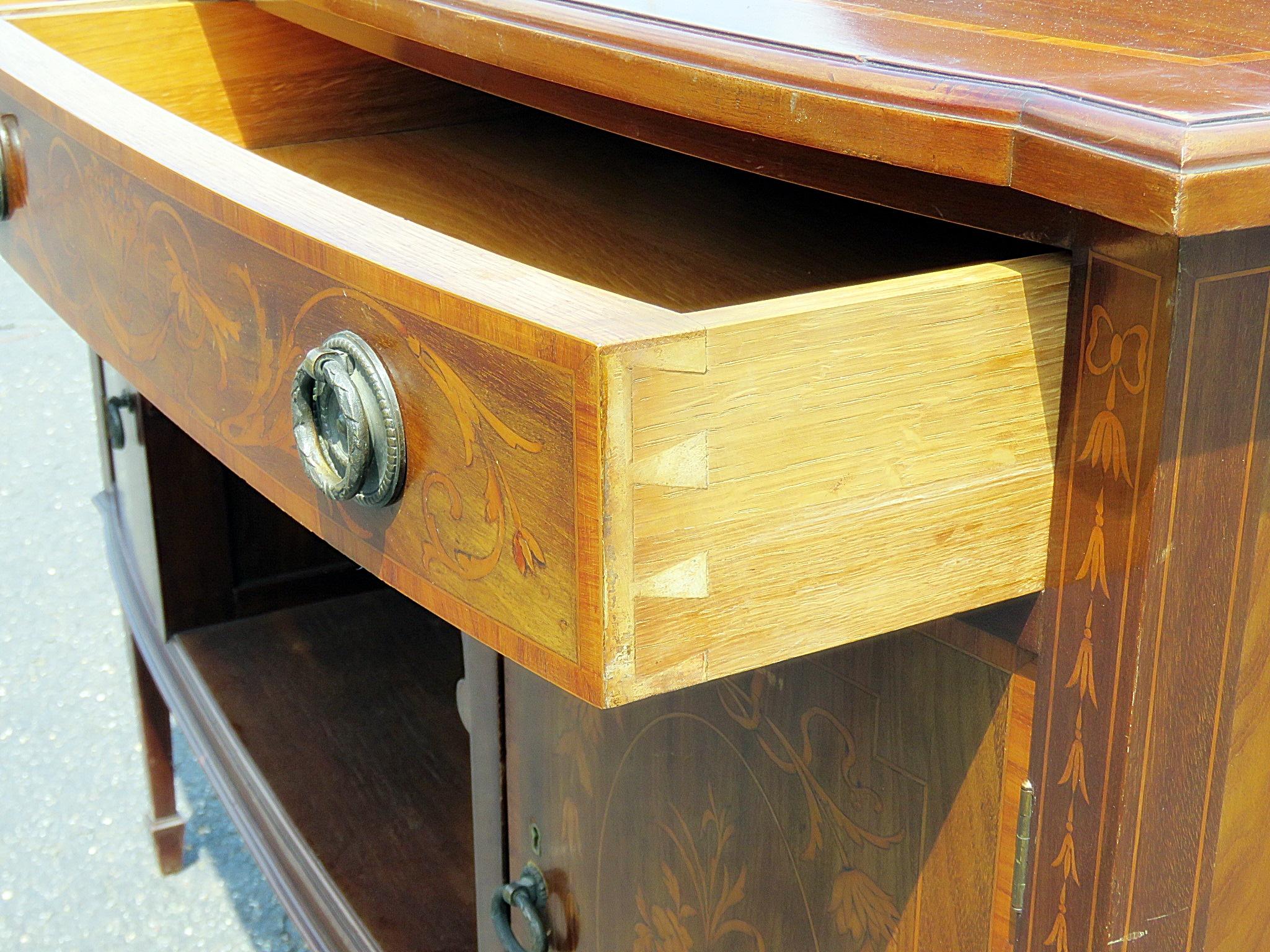 Inlaid Mahogany Edwardian Style English Sideboard Buffet Server  1