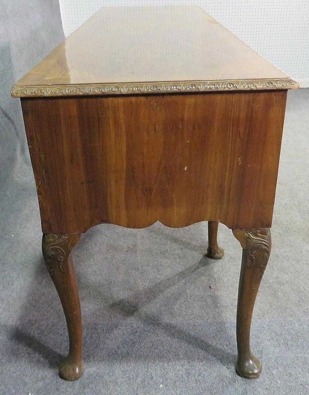 English Inlaid Walnut Seaweed Inlay Queen Anne Georgian Sideboard Buffet 5