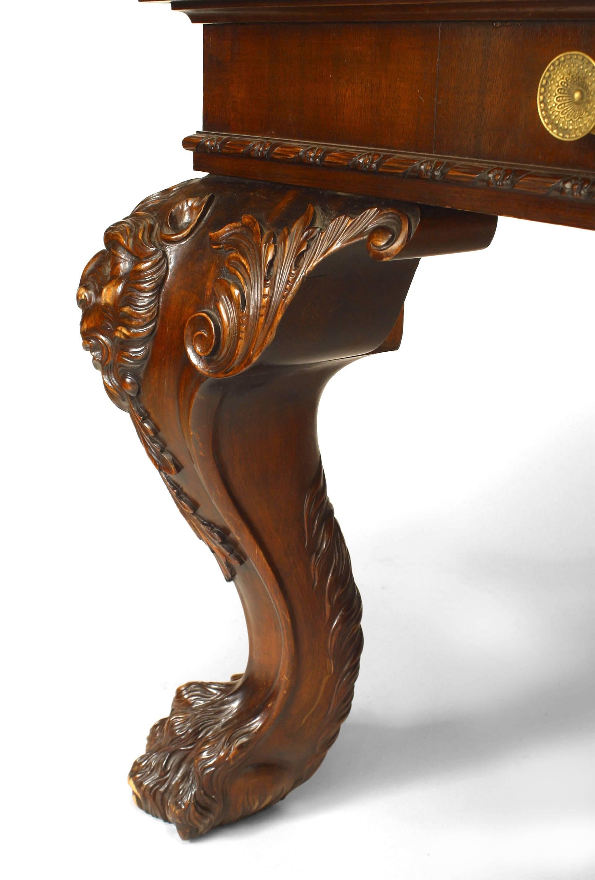 19th Century English/Irish Georgian Style Mahogany Table Desk For Sale