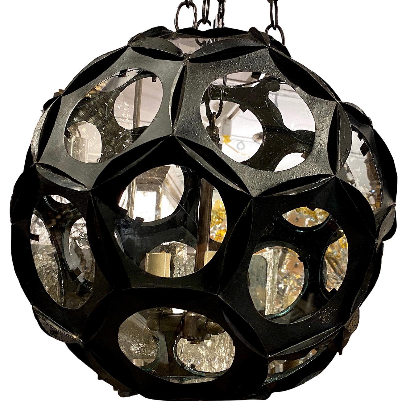 Cast English Iron and Glass Lantern For Sale